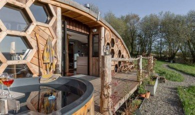 The cool beehive pod with amazing Welsh views tucked away in wildflower fields